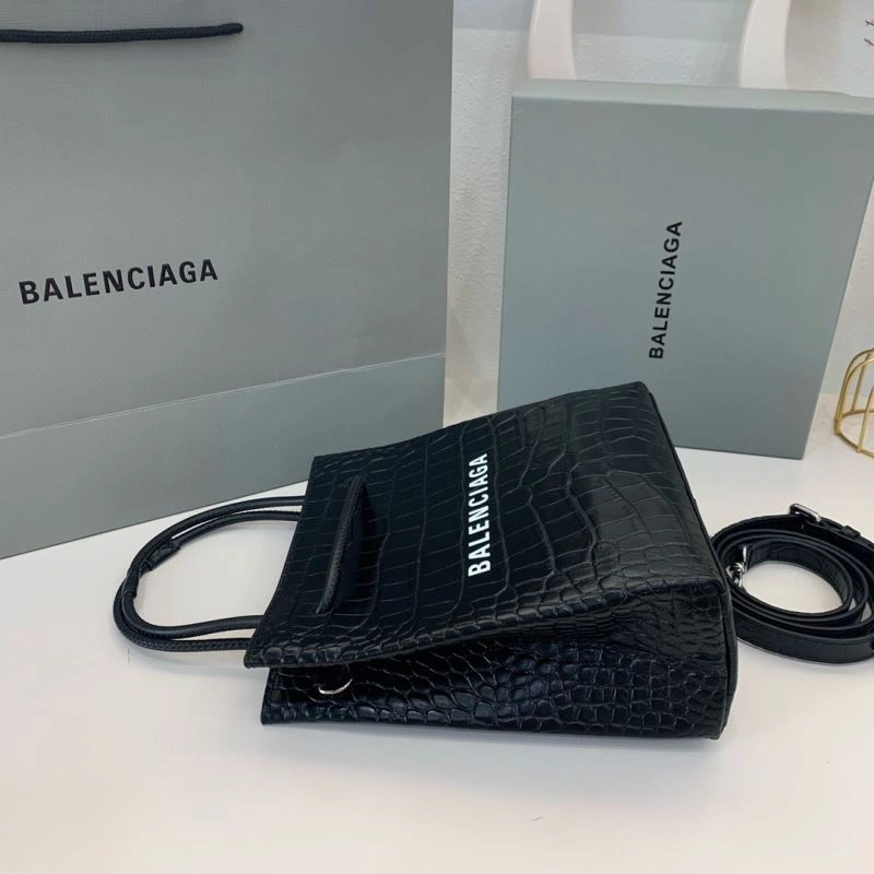 Balenciaga Luxury Balenciaga Crocodile Pattern Shopping Bag - Black ComfortFit 78556