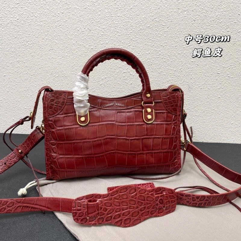 Balenciaga Luxury Crocodile Leather Motorcycle Bag with Gold Accents Breathable 72674