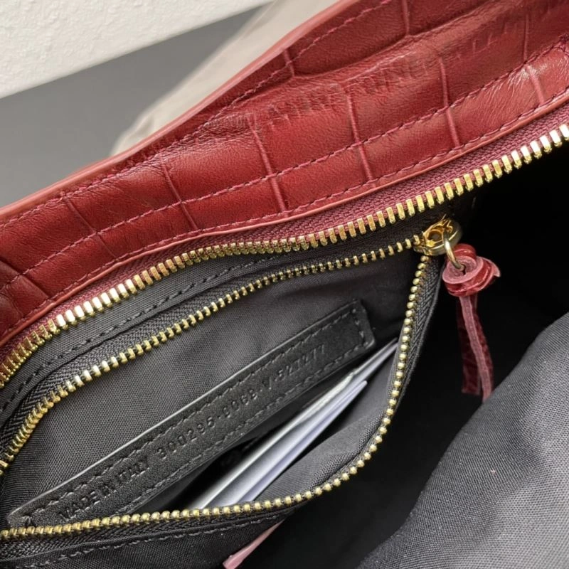 Balenciaga Luxury Crocodile Leather Motorcycle Bag with Gold Accents Breathable 72674