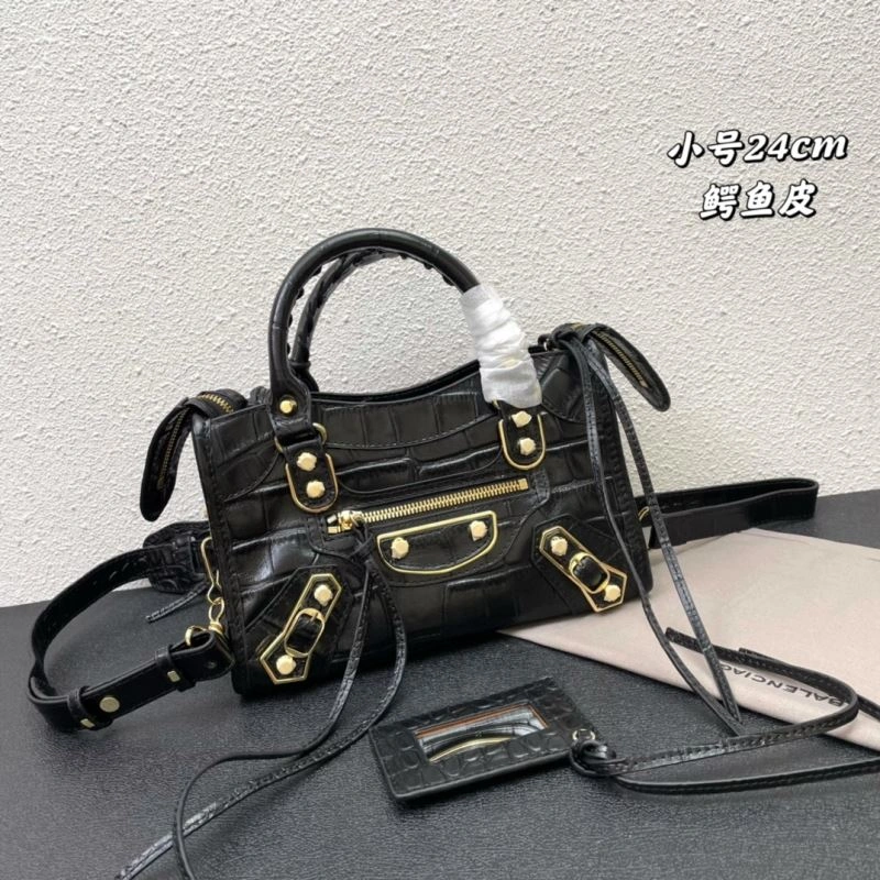Balenciaga Luxury Crocodile Motorcycle Bag with Gold Hardware Chic 72645