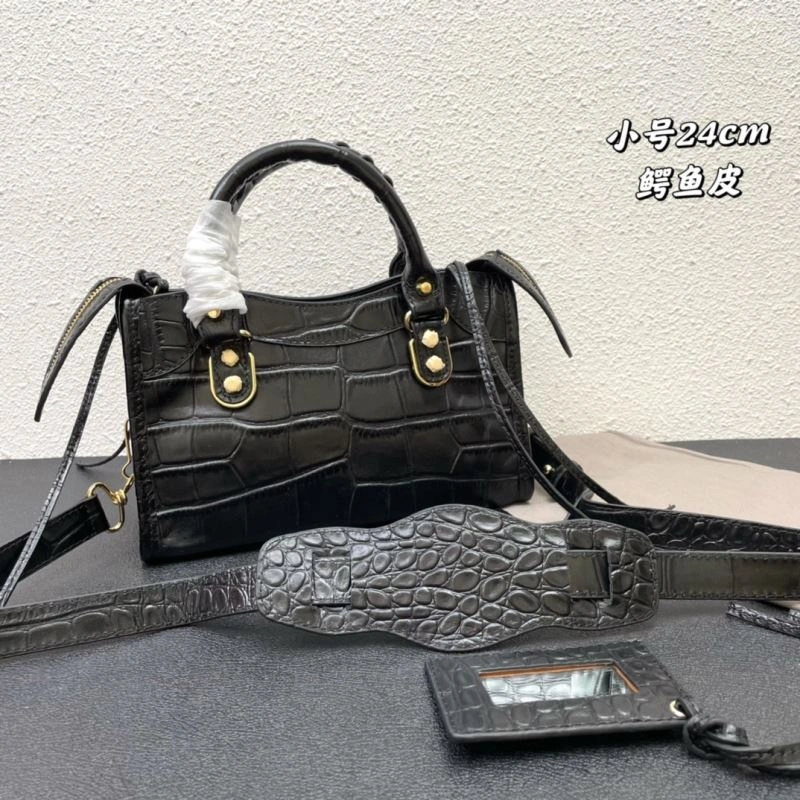 Balenciaga Luxury Crocodile Motorcycle Bag with Gold Hardware Chic 72645