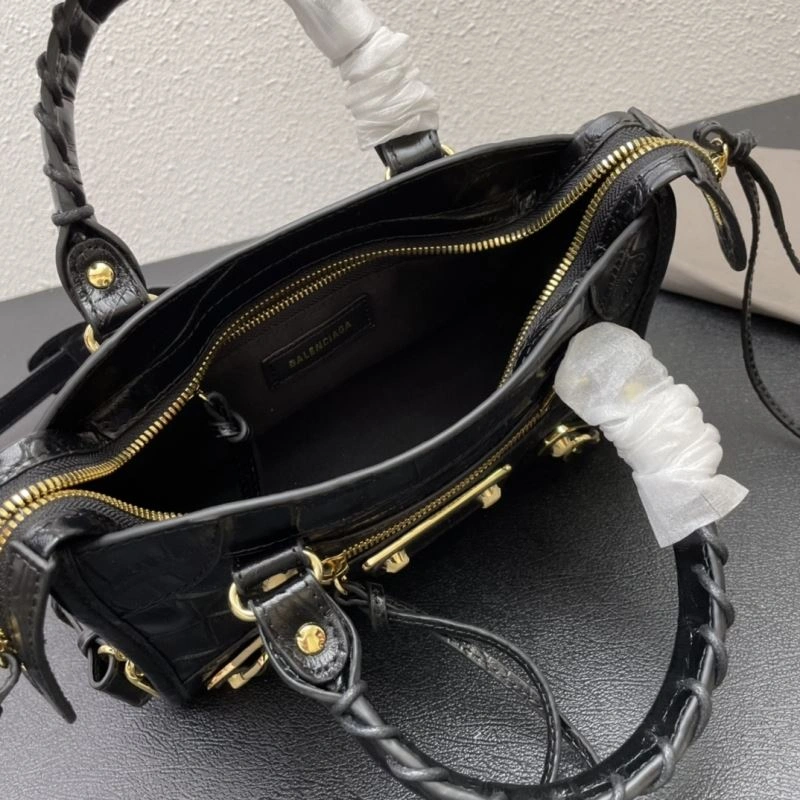 Balenciaga Luxury Crocodile Motorcycle Bag with Gold Hardware Chic 72645