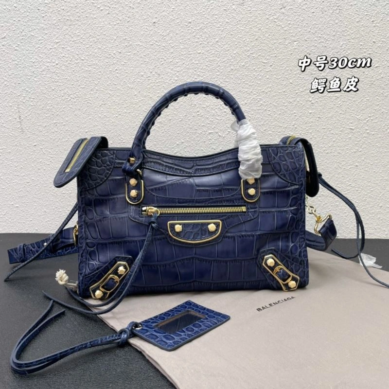 SoftTouch Balenciaga Luxury Crocodile Motorcycle Bag with Handmade Handle 72634