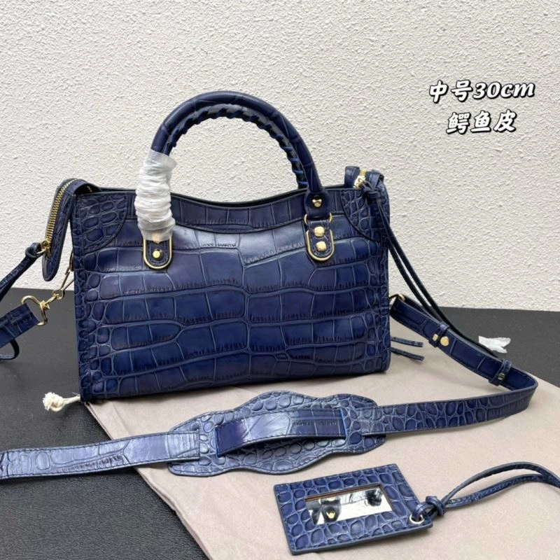SoftTouch Balenciaga Luxury Crocodile Motorcycle Bag with Handmade Handle 72634