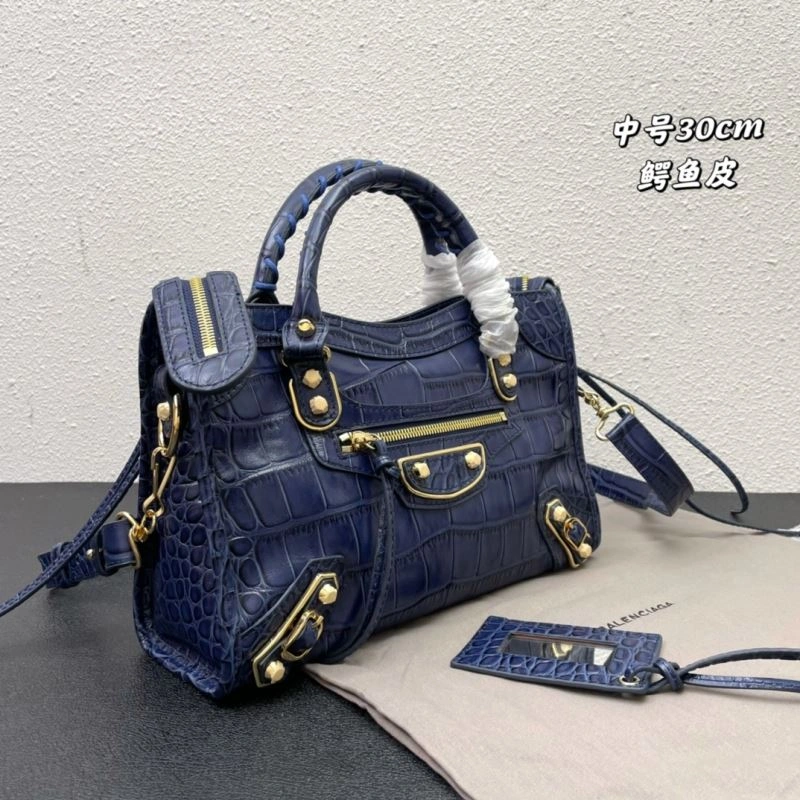 SoftTouch Balenciaga Luxury Crocodile Motorcycle Bag with Handmade Handle 72634