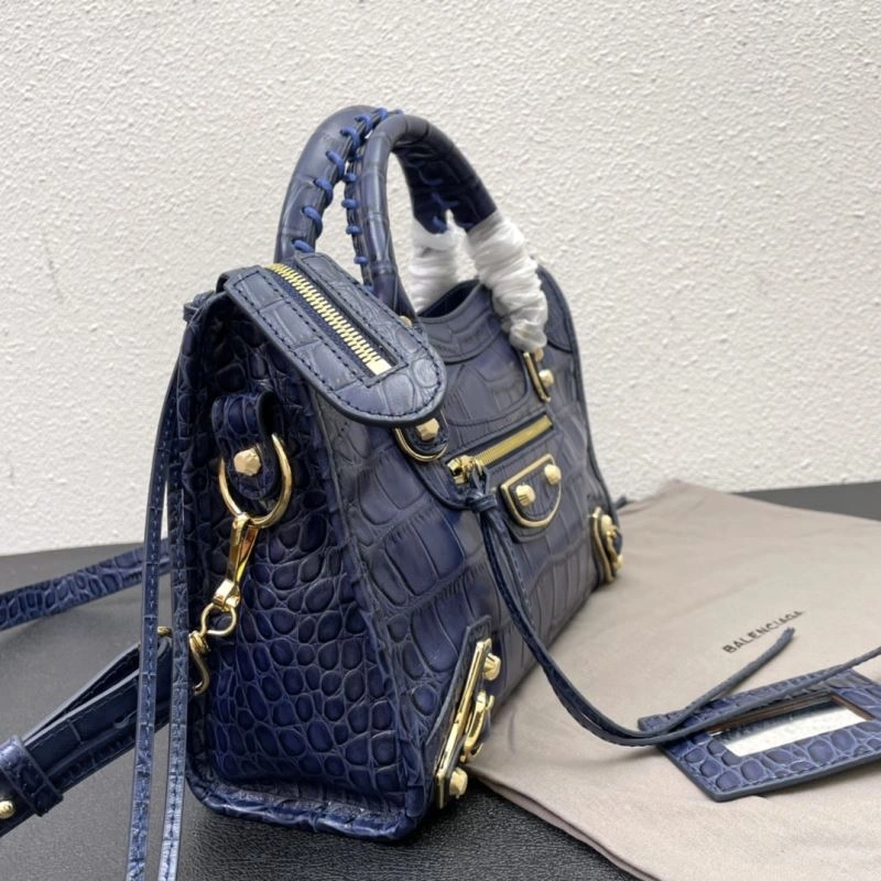 SoftTouch Balenciaga Luxury Crocodile Motorcycle Bag with Handmade Handle 72634