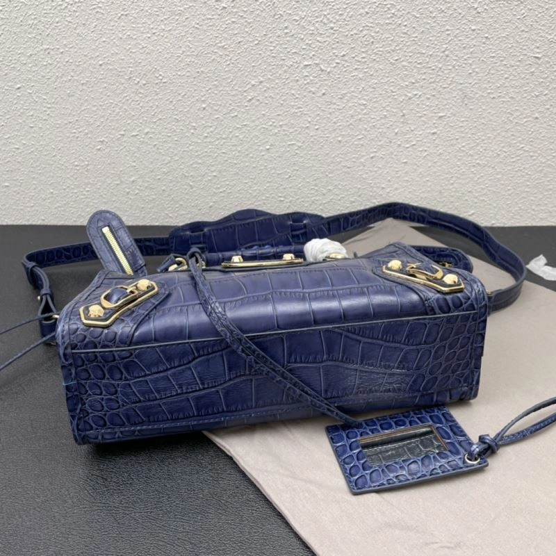 SoftTouch Balenciaga Luxury Crocodile Motorcycle Bag with Handmade Handle 72634