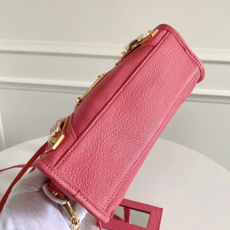 FlexibleFit Balenciaga Luxury Pink Goat Leather Motorcycle Bag with Gold Buckle 38293