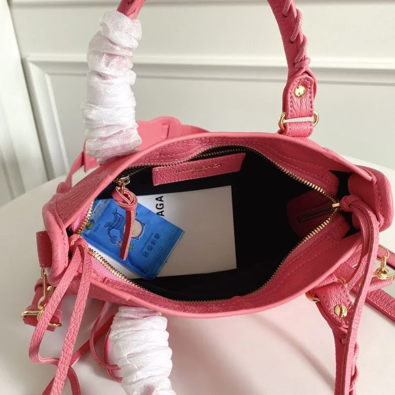 FlexibleFit Balenciaga Luxury Pink Goat Leather Motorcycle Bag with Gold Buckle 38293