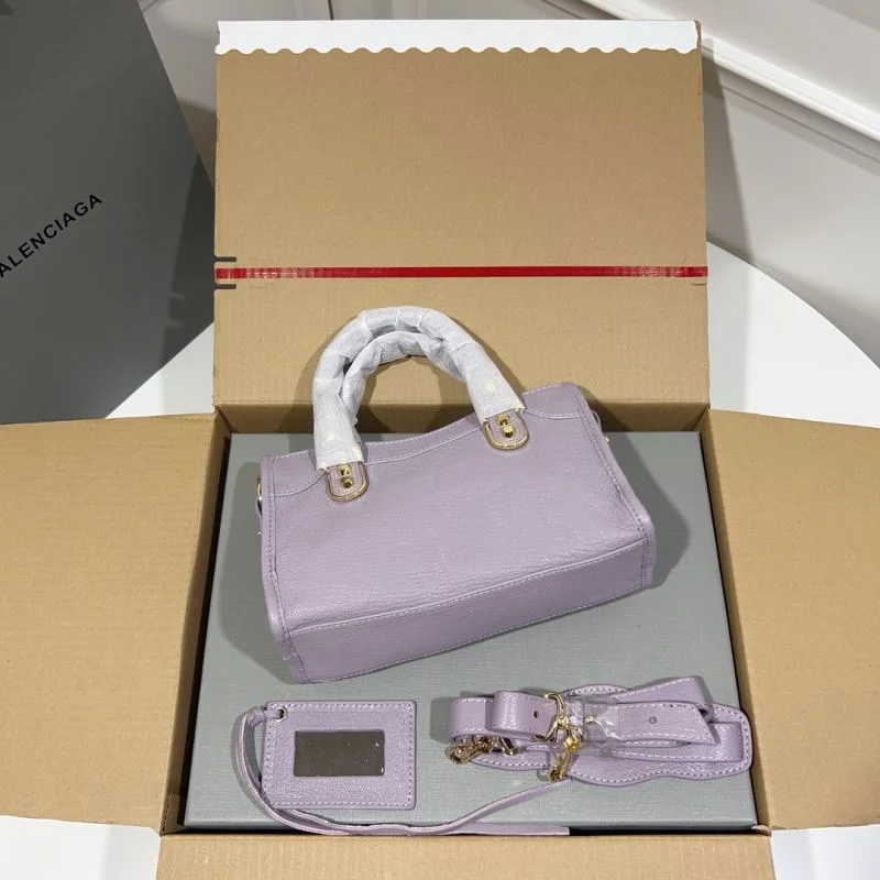 UrbanStyle Balenciaga Luxury Purple Goat Leather Motorcycle Bag with Gold Buckle 38291
