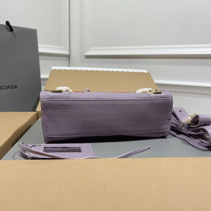UrbanStyle Balenciaga Luxury Purple Goat Leather Motorcycle Bag with Gold Buckle 38291