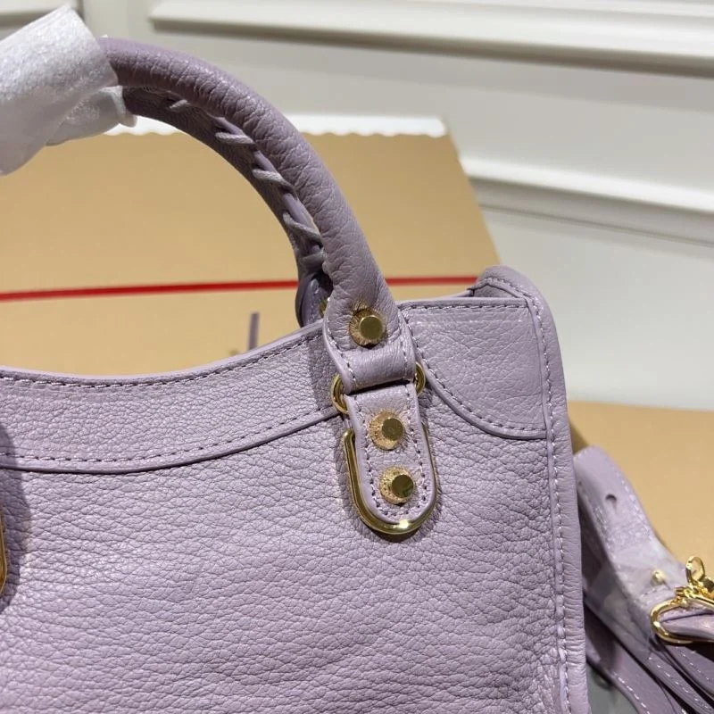 UrbanStyle Balenciaga Luxury Purple Goat Leather Motorcycle Bag with Gold Buckle 38291