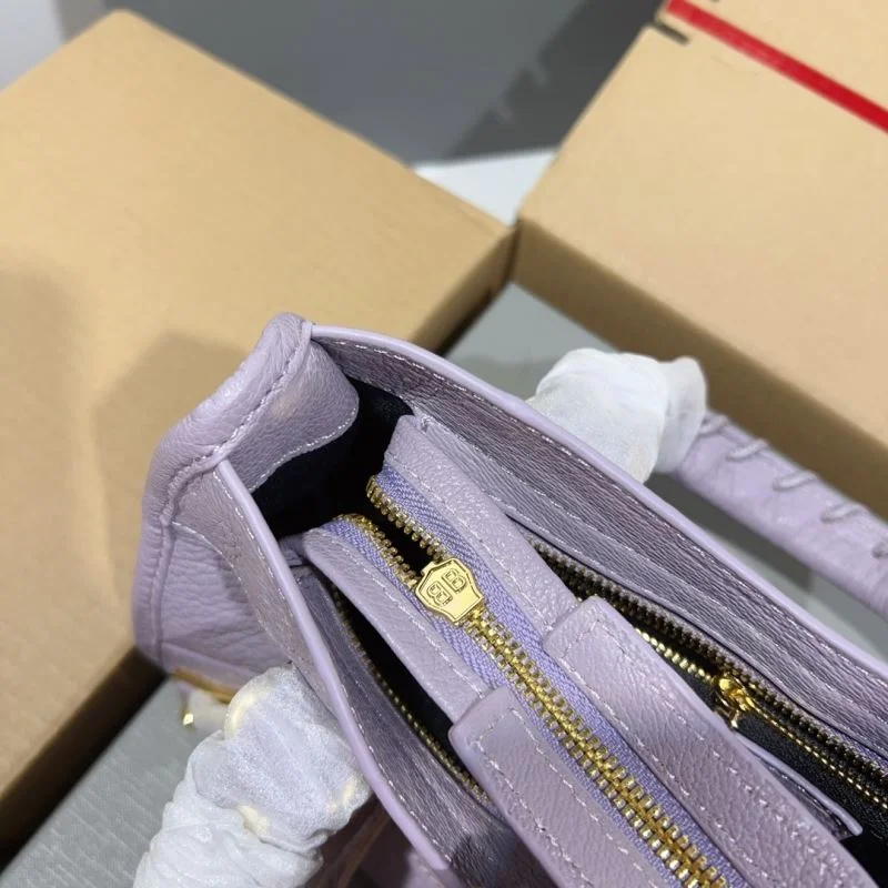 UrbanStyle Balenciaga Luxury Purple Goat Leather Motorcycle Bag with Gold Buckle 38291