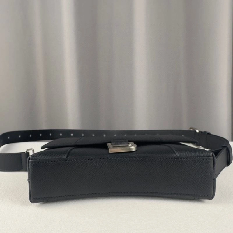 Resilient Balenciaga Lychee Black Hourglass Bag -  Curved Design 78642