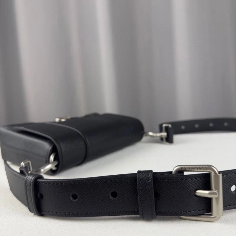 Resilient Balenciaga Lychee Black Hourglass Bag -  Curved Design 78642