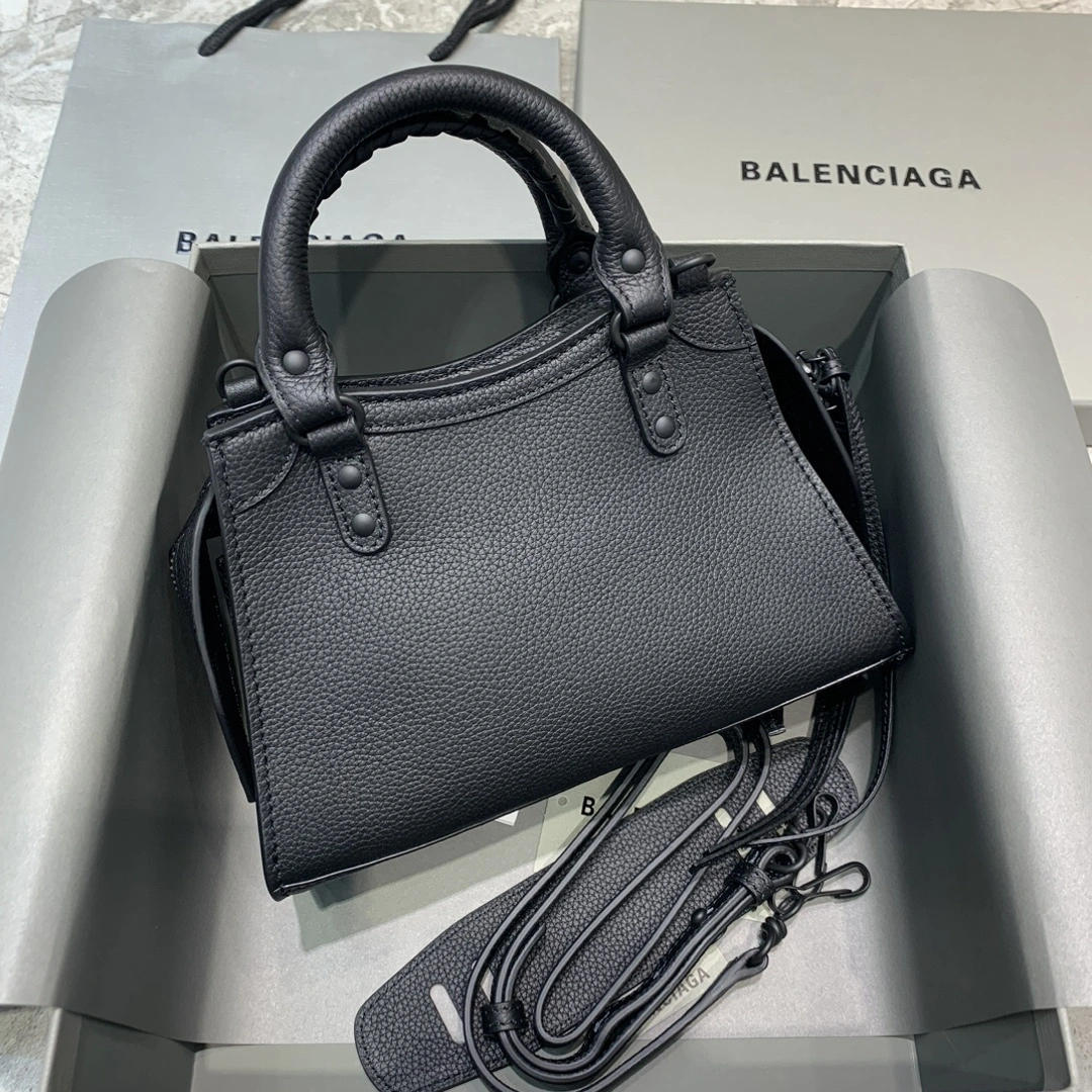 NewStyle Balenciaga Lychee Noir Neo  Motorcycle Handbag - Small Size 64706