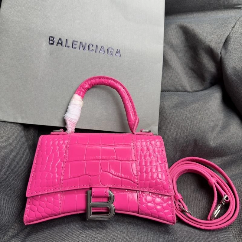 FashionForward Balenciaga Magenta Crocodile Hourglass XS Bag with Silver Buckle 70029