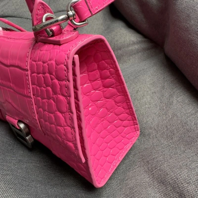 FashionForward Balenciaga Magenta Crocodile Hourglass XS Bag with Silver Buckle 70029