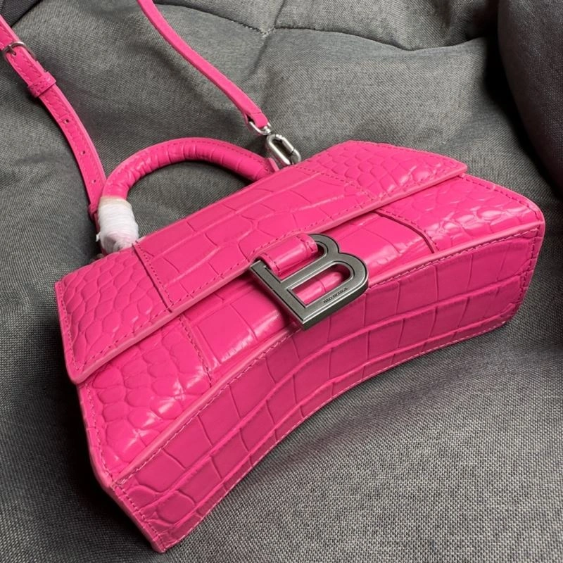 FashionForward Balenciaga Magenta Crocodile Hourglass XS Bag with Silver Buckle 70029