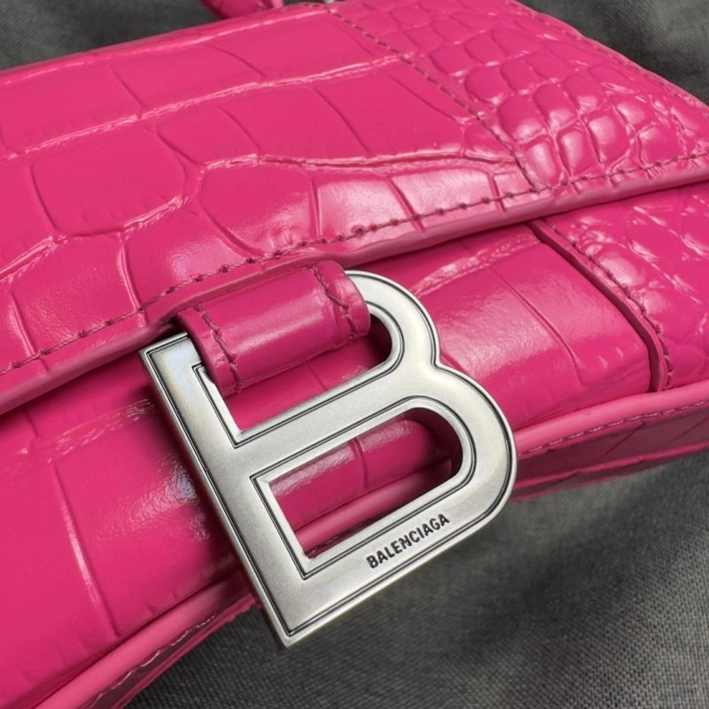 FashionForward Balenciaga Magenta Crocodile Hourglass XS Bag with Silver Buckle 70029