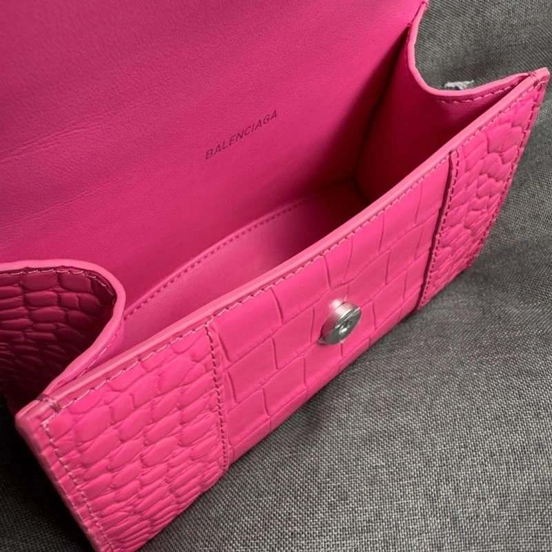 FashionForward Balenciaga Magenta Crocodile Hourglass XS Bag with Silver Buckle 70029