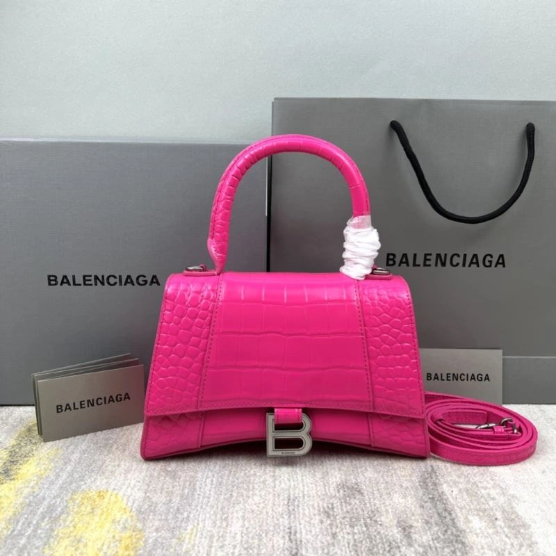 Balenciaga Magenta Hourglass Crocodile-Pattern Bag 23x10x24cm ModernLook 78738