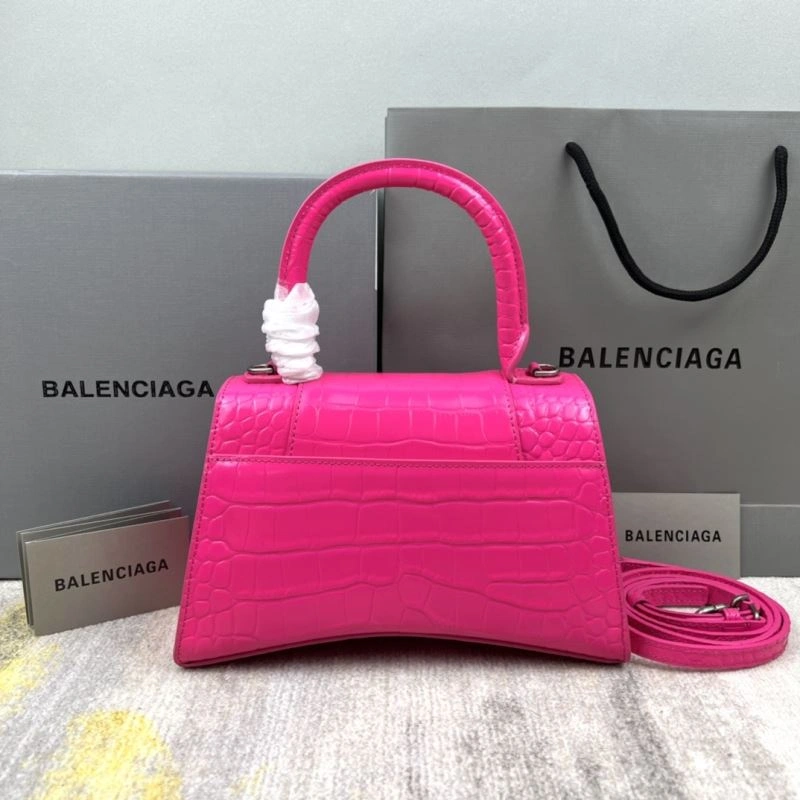 Balenciaga Magenta Hourglass Crocodile-Pattern Bag 23x10x24cm ModernLook 78738
