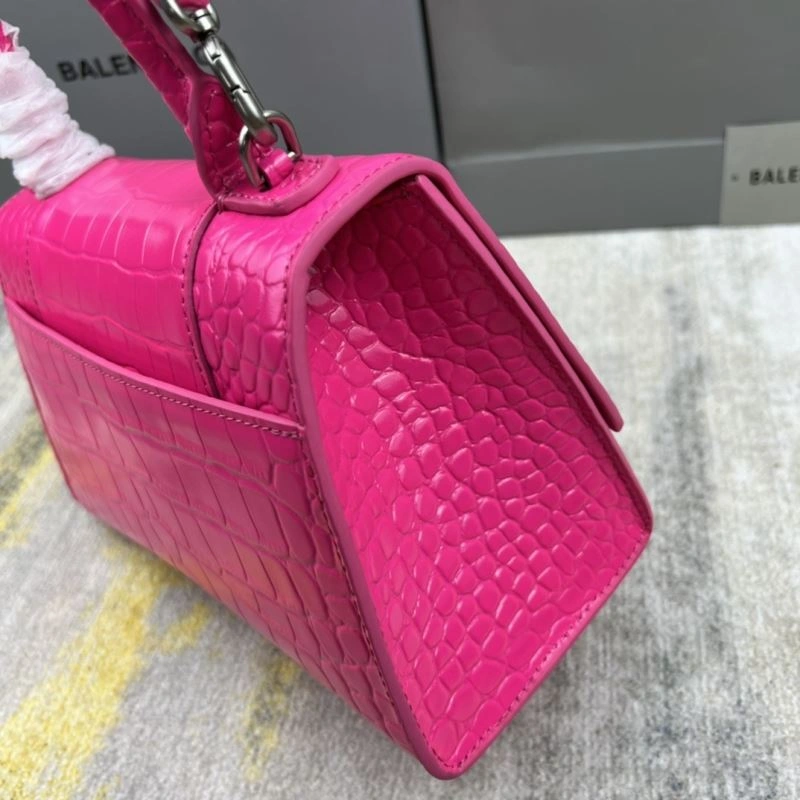 Balenciaga Magenta Hourglass Crocodile-Pattern Bag 23x10x24cm ModernLook 78738