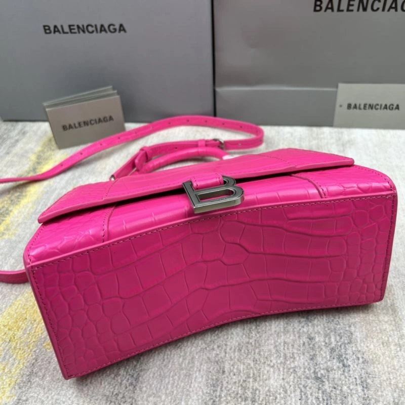 Balenciaga Magenta Hourglass Crocodile-Pattern Bag 23x10x24cm ModernLook 78738