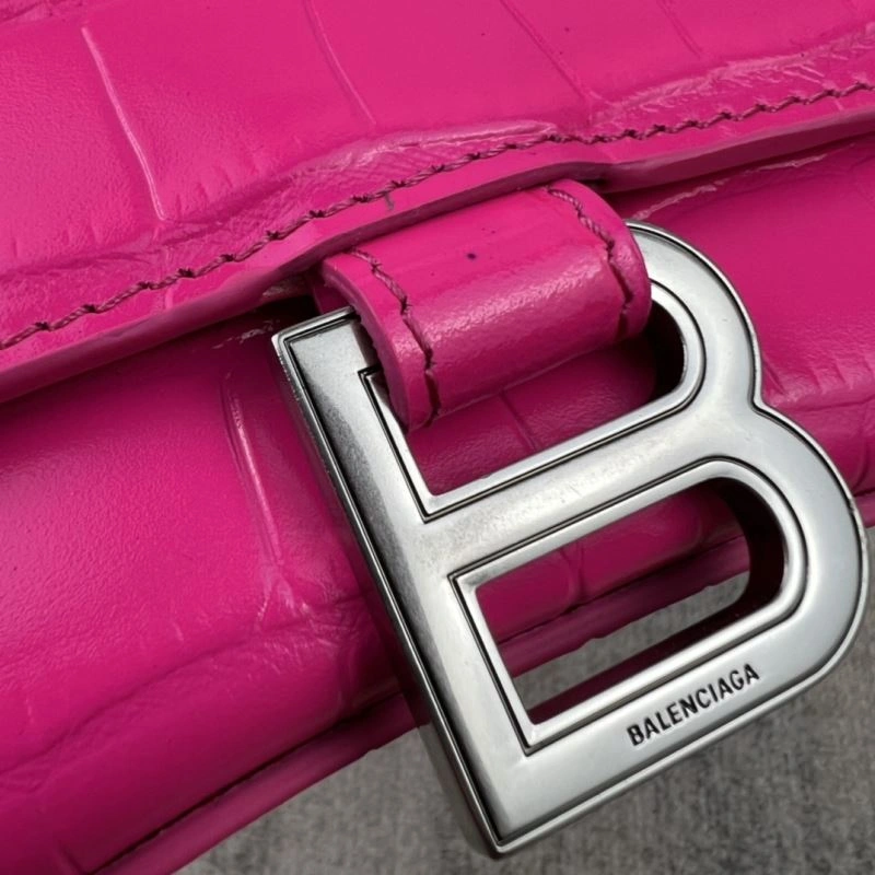Balenciaga Magenta Hourglass Crocodile-Pattern Bag 23x10x24cm ModernLook 78738