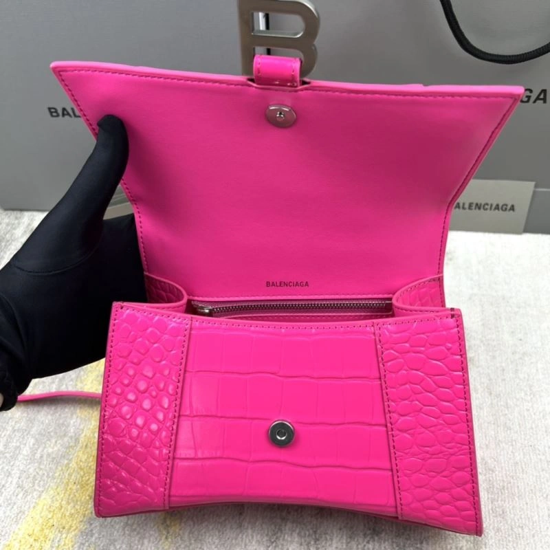 Balenciaga Magenta Hourglass Crocodile-Pattern Bag 23x10x24cm ModernLook 78738