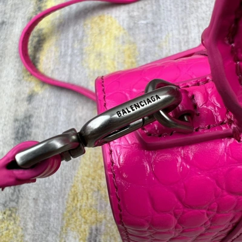 Balenciaga Magenta Hourglass Crocodile-Pattern Bag 23x10x24cm ModernLook 78738