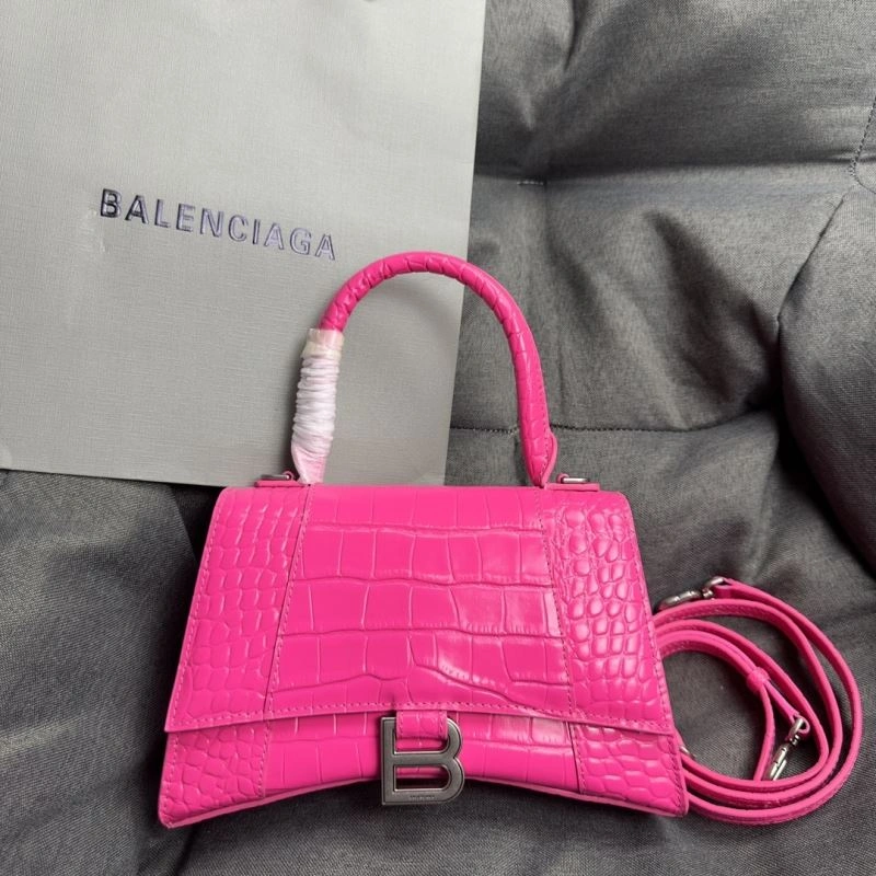 Balenciaga Magenta Hourglass Crocodile Pattern Bag S Size Affordable 70033
