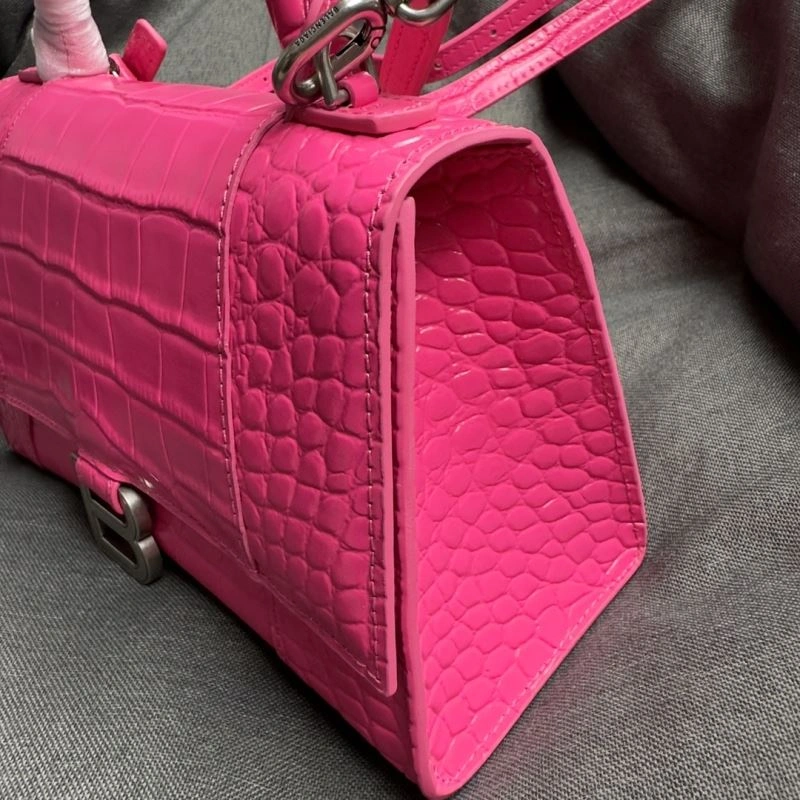Balenciaga Magenta Hourglass Crocodile Pattern Bag S Size Affordable 70033