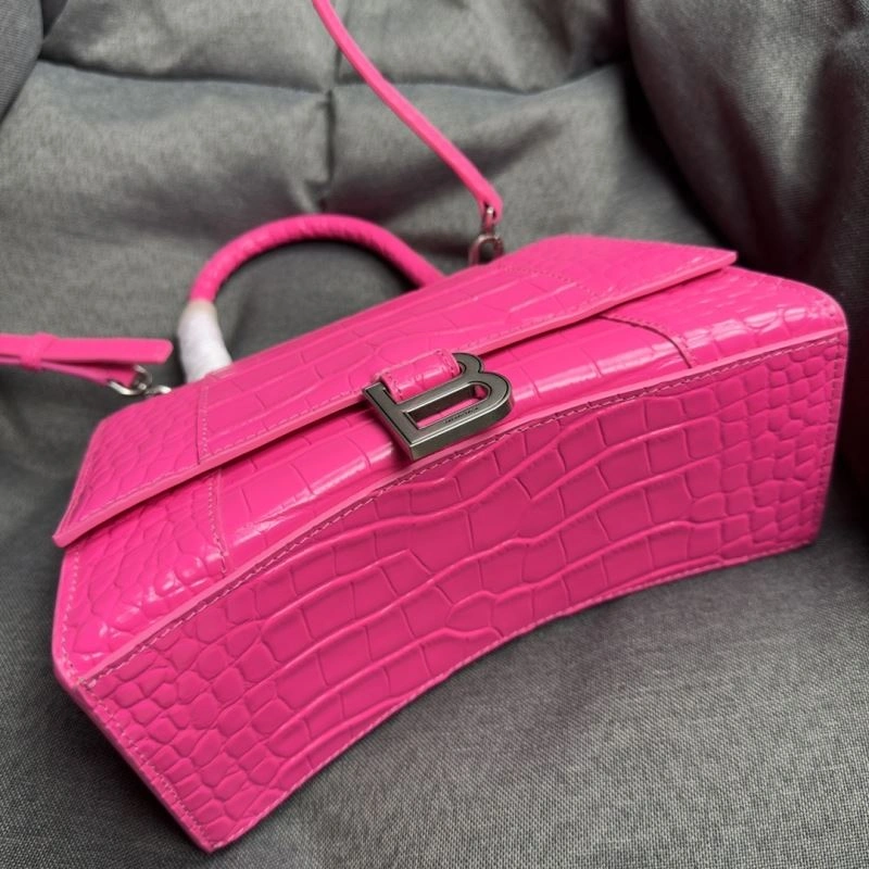 Balenciaga Magenta Hourglass Crocodile Pattern Bag S Size Affordable 70033