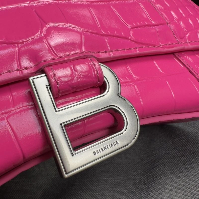 Balenciaga Magenta Hourglass Crocodile Pattern Bag S Size Affordable 70033