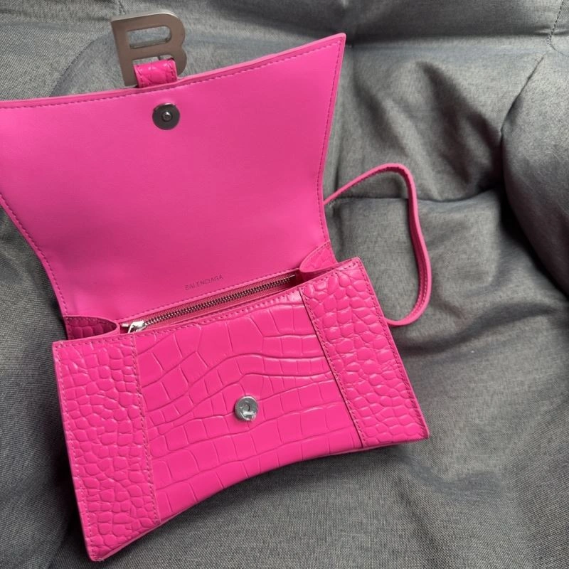 Balenciaga Magenta Hourglass Crocodile Pattern Bag S Size Affordable 70033