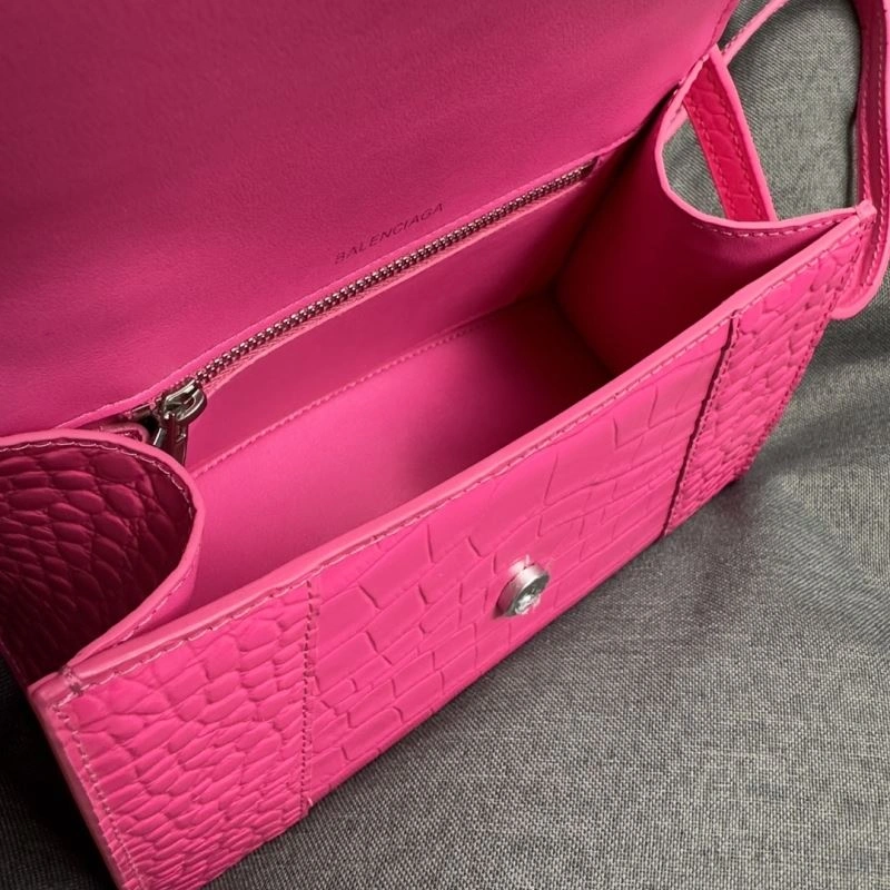 Balenciaga Magenta Hourglass Crocodile Pattern Bag S Size Affordable 70033