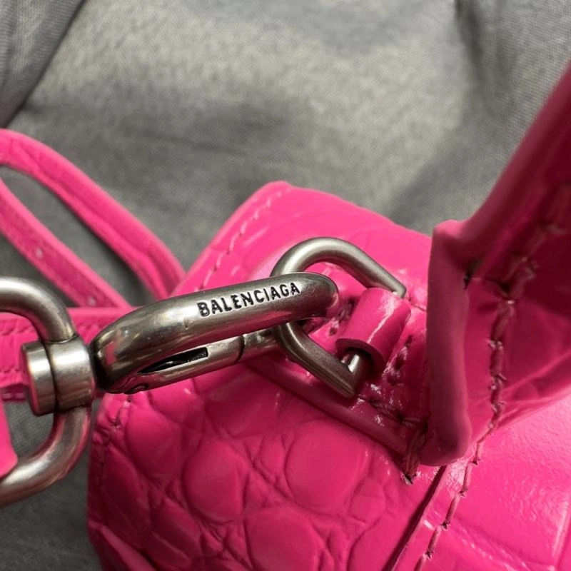 Balenciaga Magenta Hourglass Crocodile Pattern Bag S Size Affordable 70033