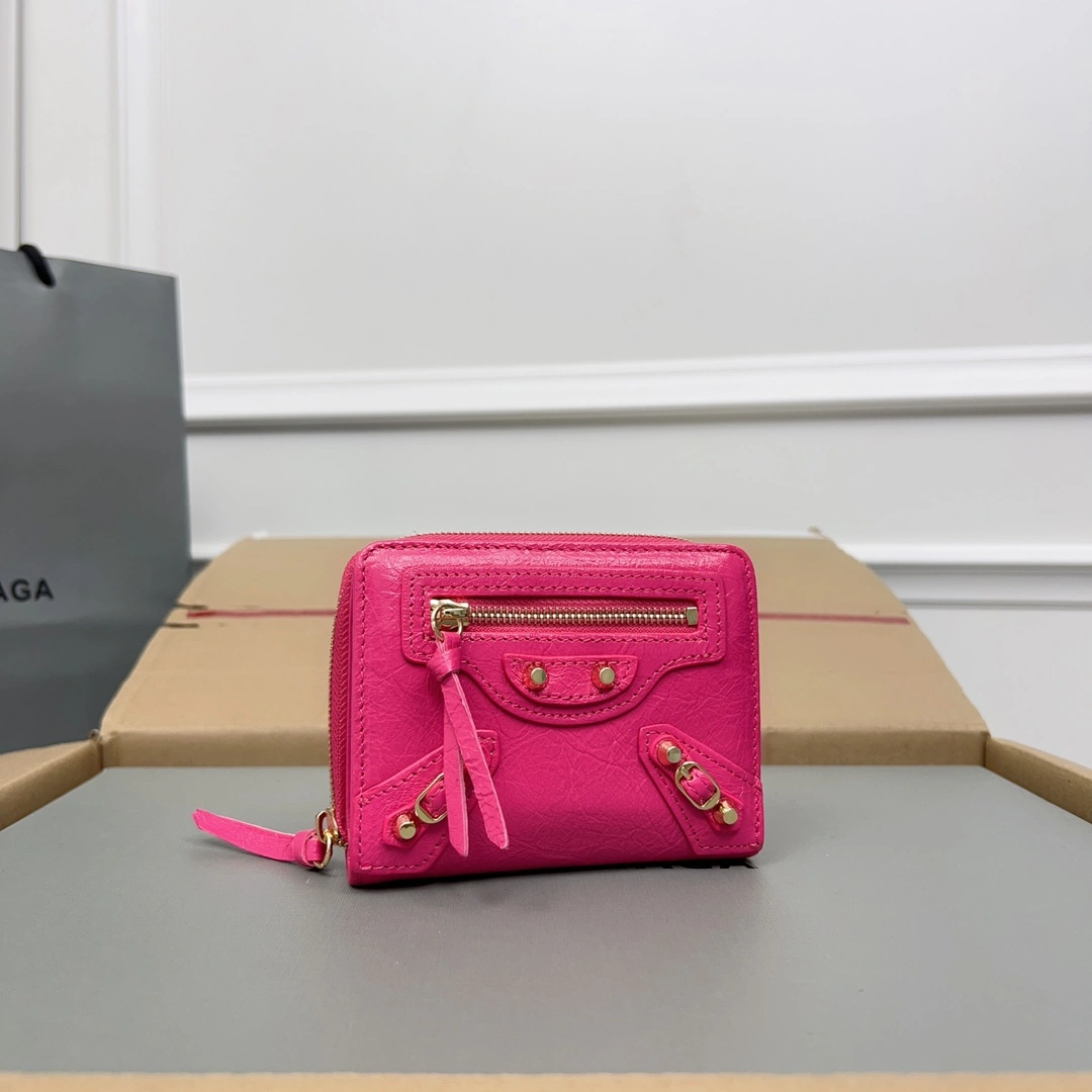 Balenciaga Magenta Retro Leather Wallet with Card Compartments HighPerformance 60855