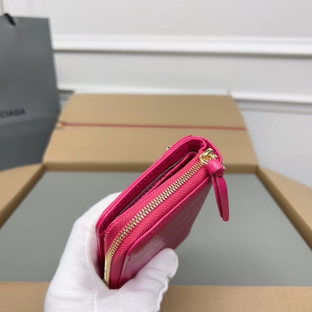 Balenciaga Magenta Retro Leather Wallet with Card Compartments HighPerformance 60855