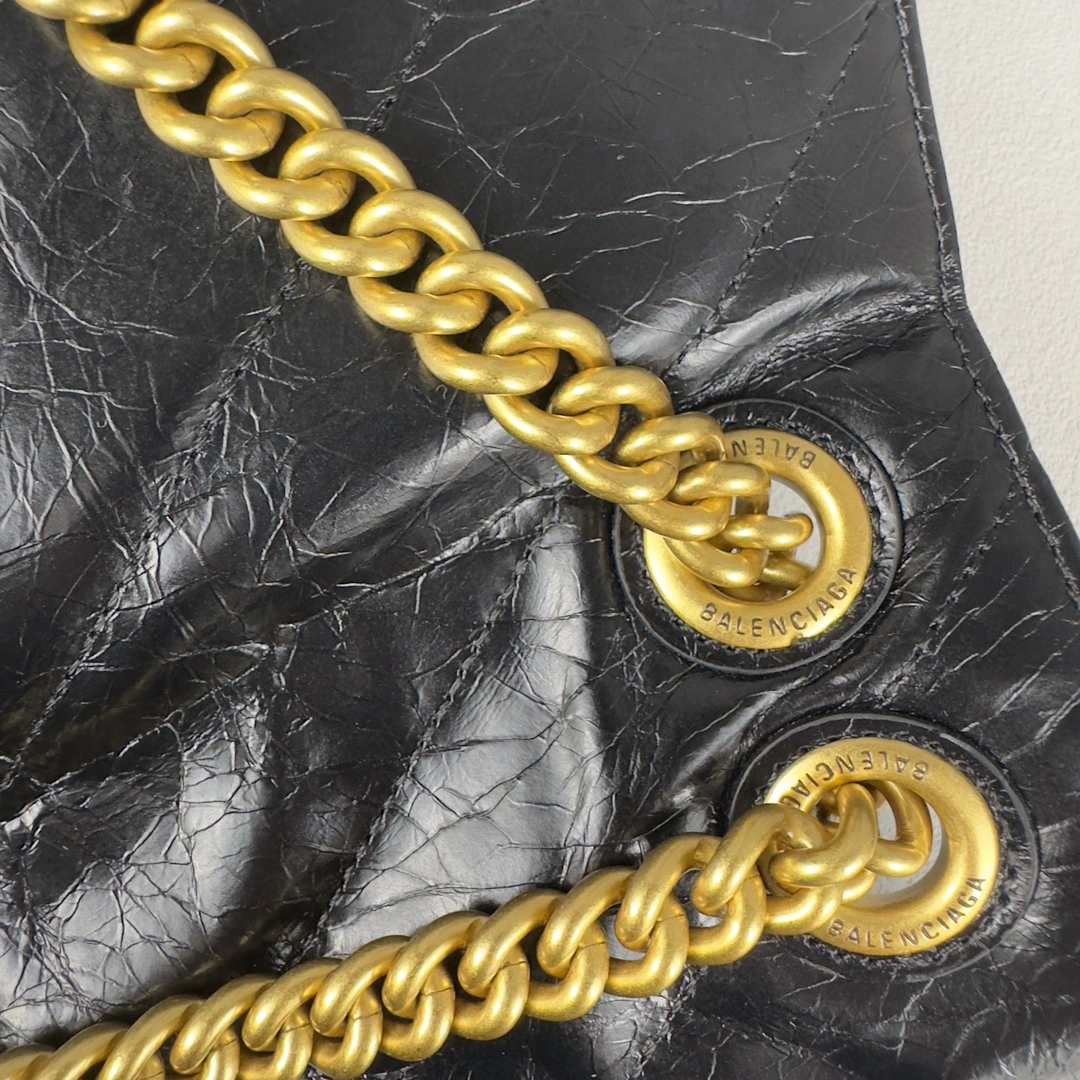 Balenciaga Medium Crush Gold Hourglass Chain Bag RelaxedFit 60966