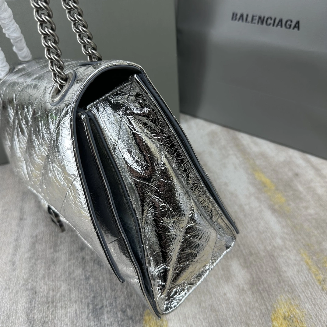 Balenciaga Medium Silver Crush Hourglass Chain Bag EasyMatch 60939