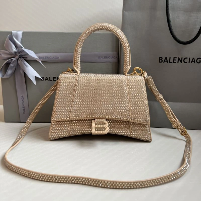 EasyMatch Balenciaga Milk Tea Hourglass Bling Bag - Studded Elegance 70057