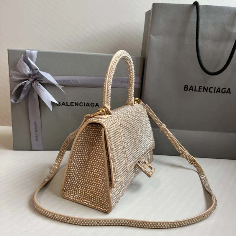 EasyMatch Balenciaga Milk Tea Hourglass Bling Bag - Studded Elegance 70057