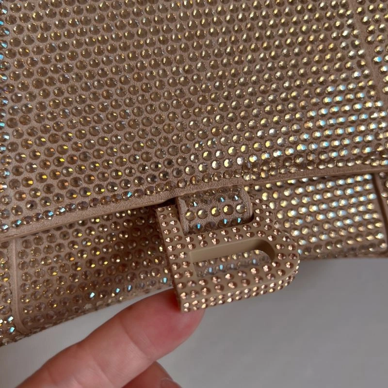 EasyMatch Balenciaga Milk Tea Hourglass Bling Bag - Studded Elegance 70057