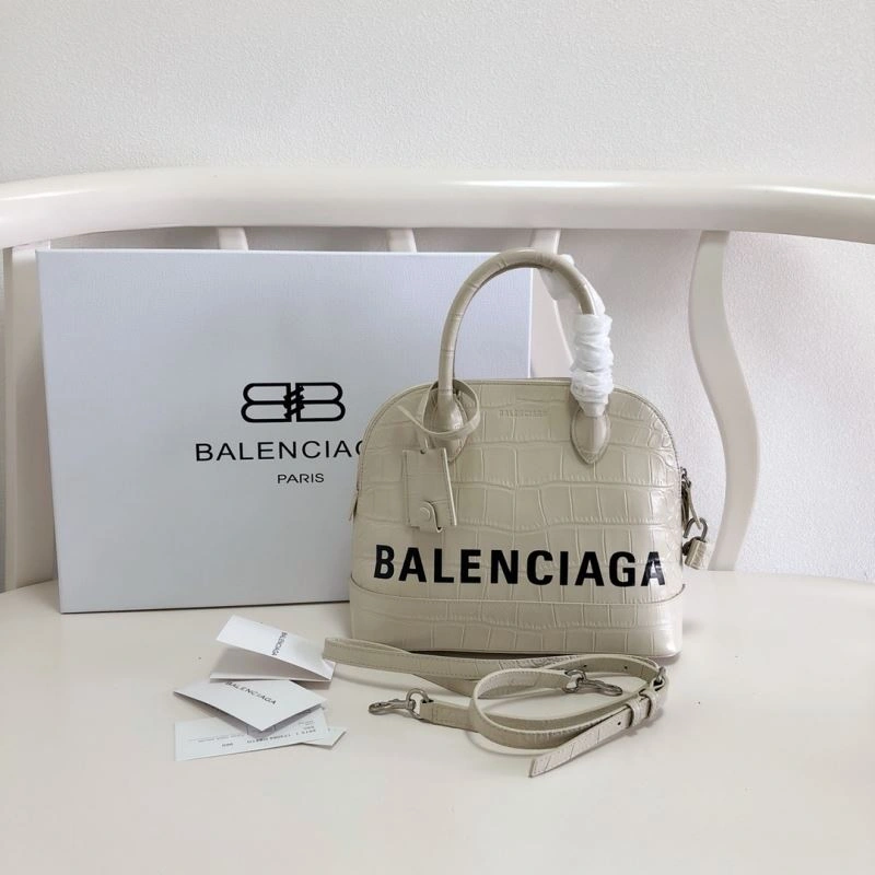 Balenciaga Milk White Crocodile Effect Shell Bag - 26cm Soft 78551