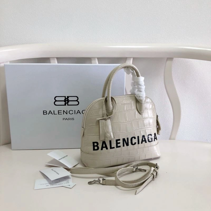 Balenciaga Milk White Crocodile Effect Shell Bag - 26cm Soft 78551