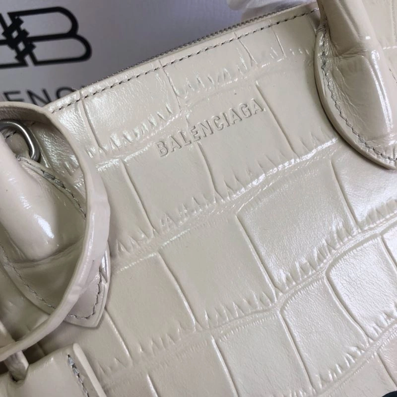 Balenciaga Milk White Crocodile Effect Shell Bag - 26cm Soft 78551