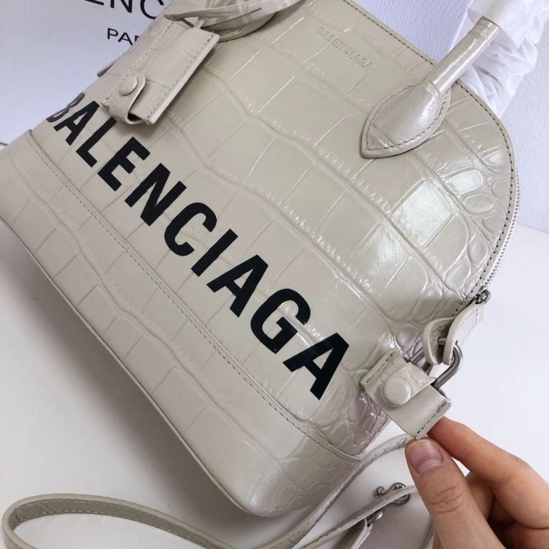 Balenciaga Milk White Crocodile Effect Shell Bag - 26cm Soft 78551